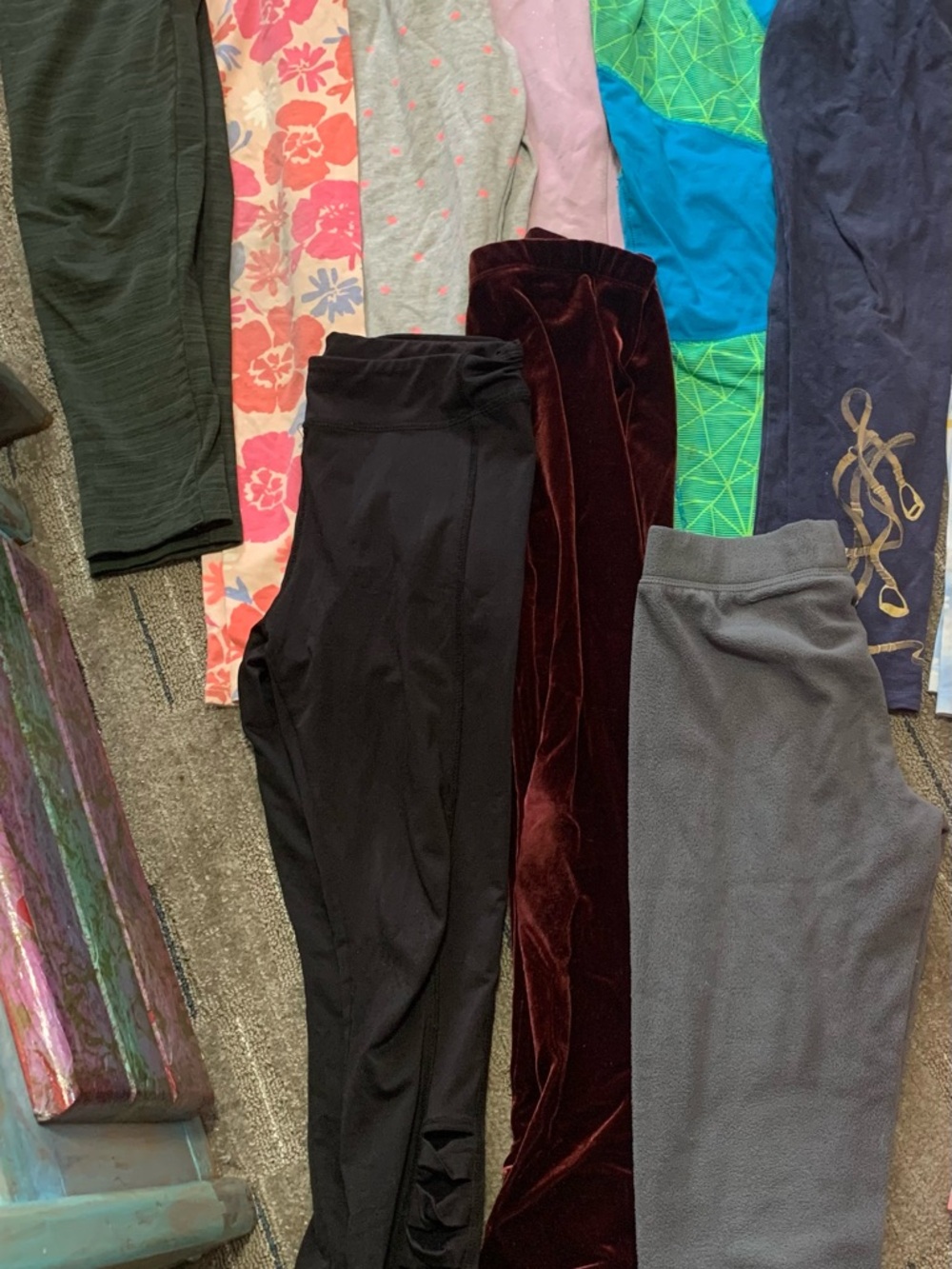 11 Pairs Of Girls Leggings Pants Lot Size Large 10/12, Gap The Children's Place